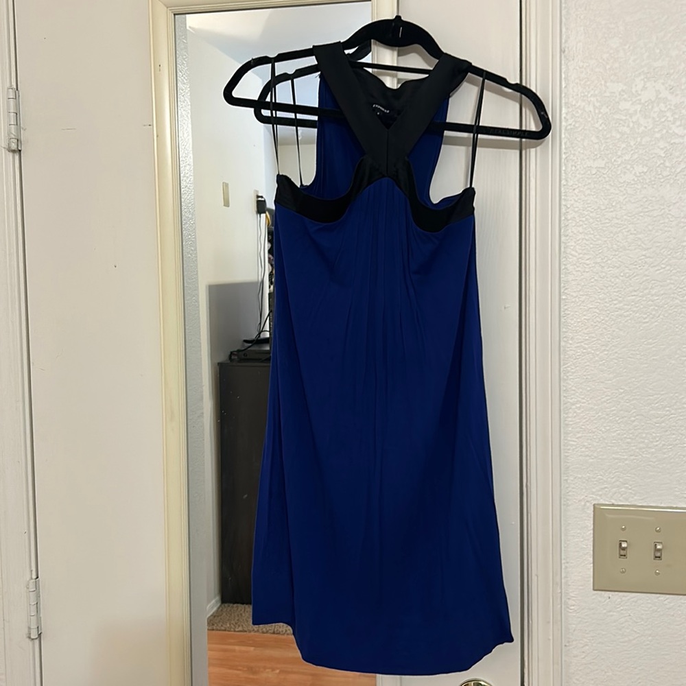 Express Blue and Black Rayon mini-dress